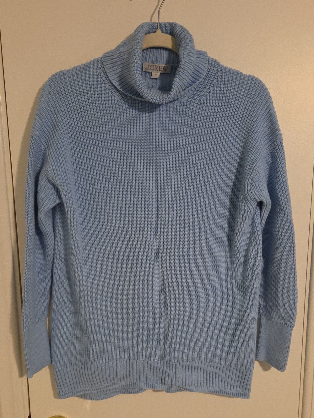 J. Crew Women’s Light Blue Ribbed Turtleneck Sweater